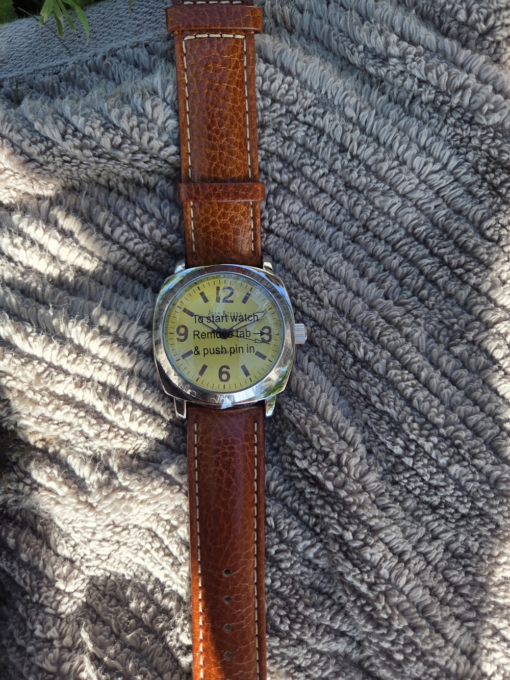 Joan Rivers Yellow Dial Watch with Brown Leather Strap